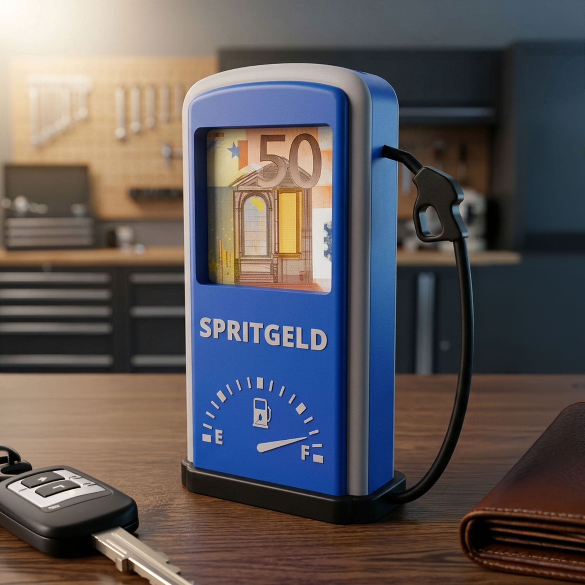 Zapfsäule Blau - Spritgeld Geldgeschenk zum Führerschein