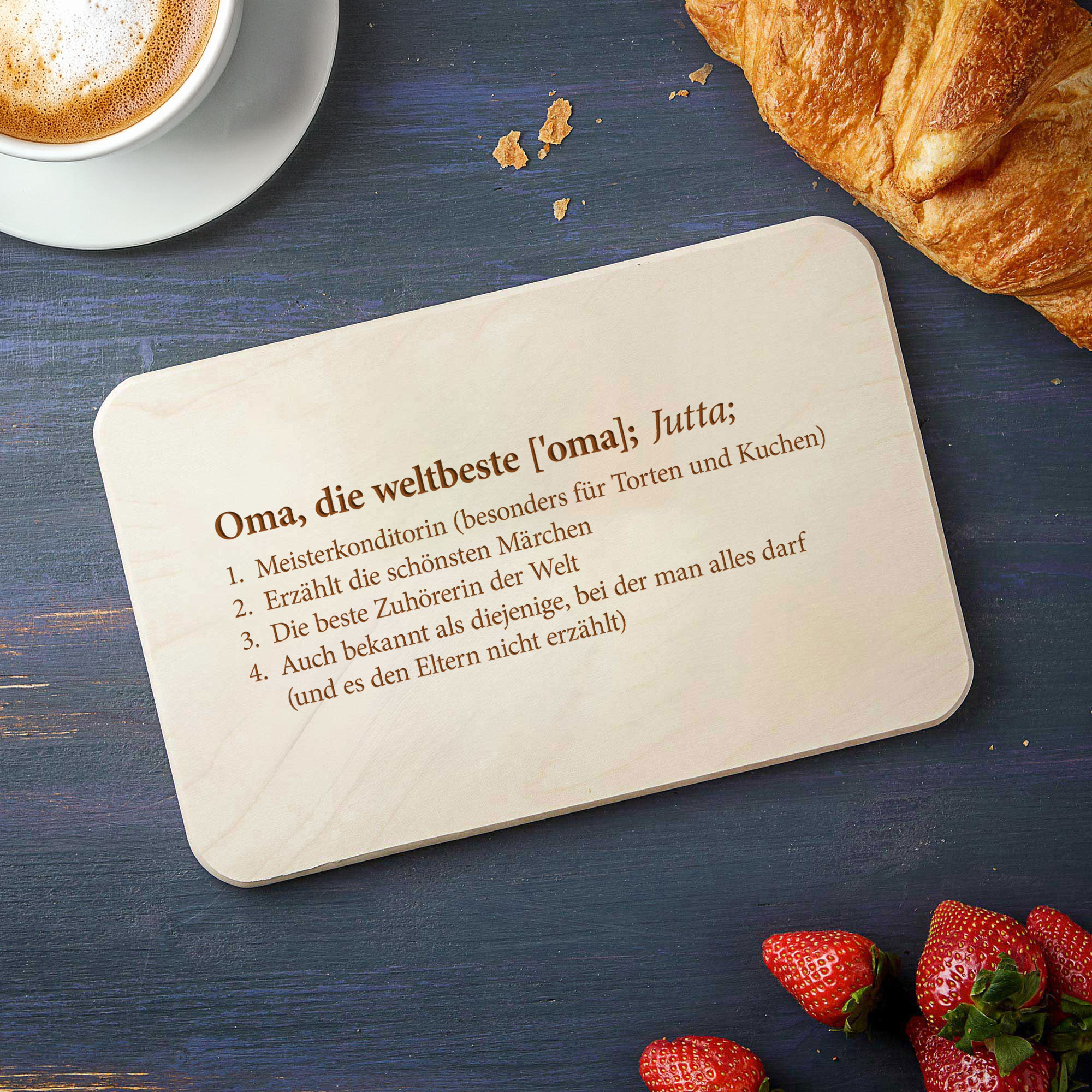 Frühstücksbrett mit Gravur - Definition Oma - personalisiert
