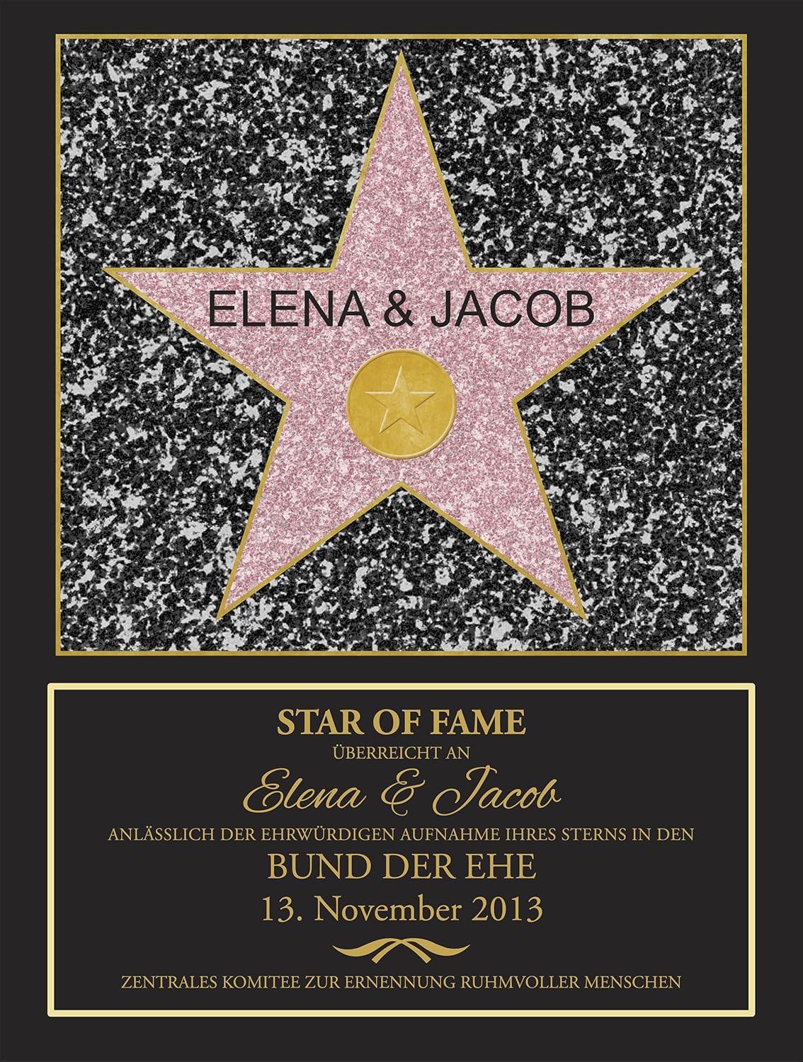 Bild mit Rahmen - Star of Fame - Hochzeitsbild