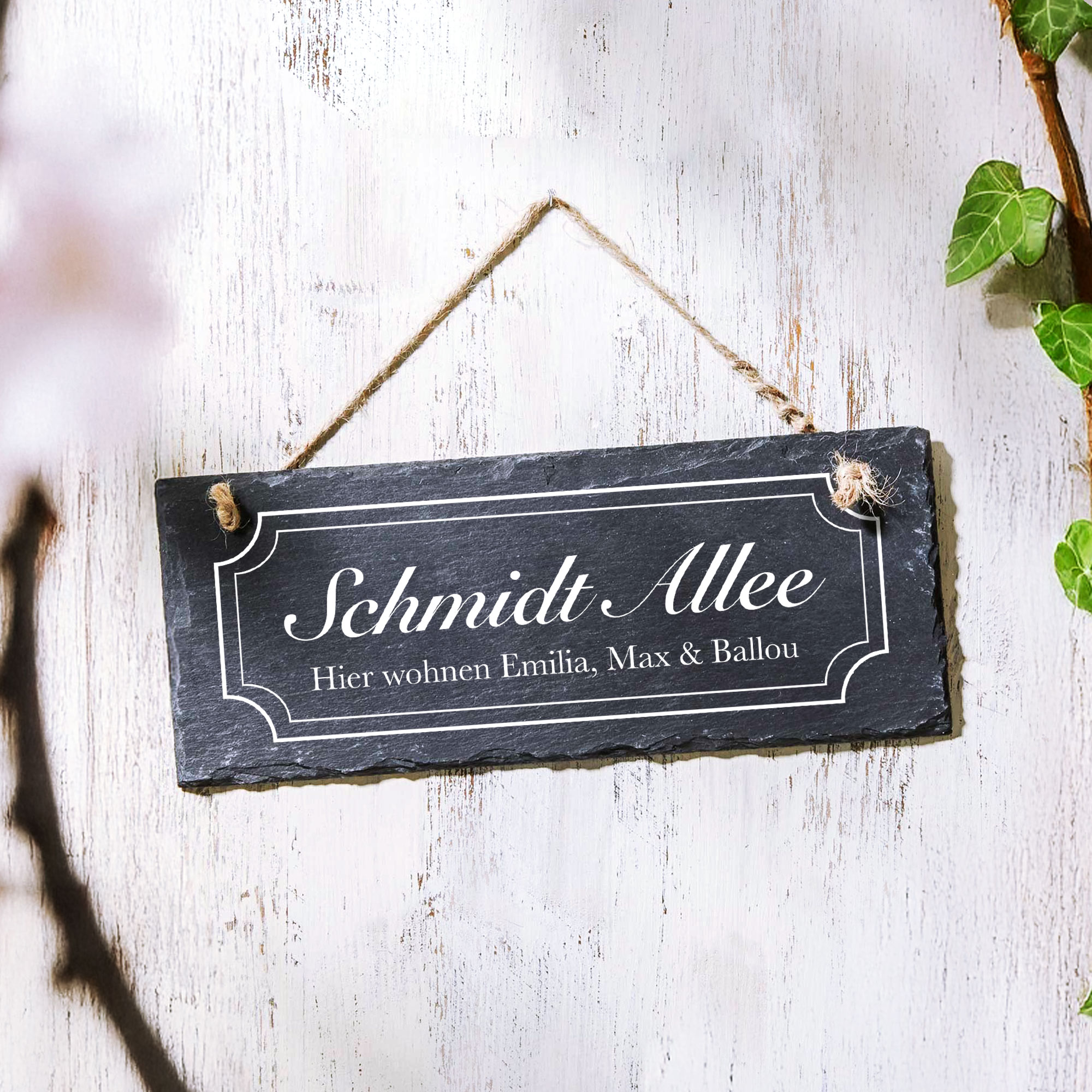 Schiefertafel mit Gravur - Familie Allee
