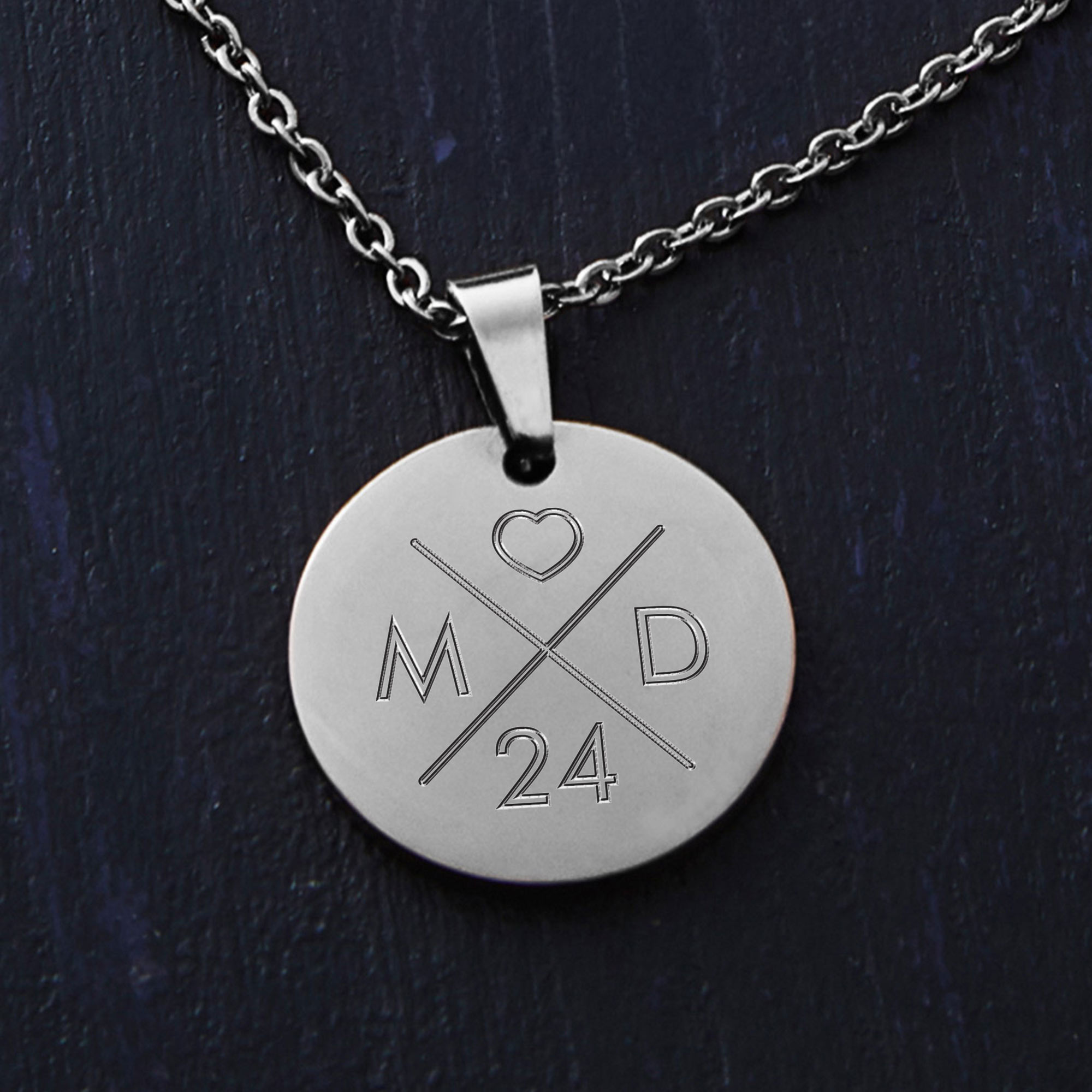 Kette mit Liebesinitialen Anhänger - Silber