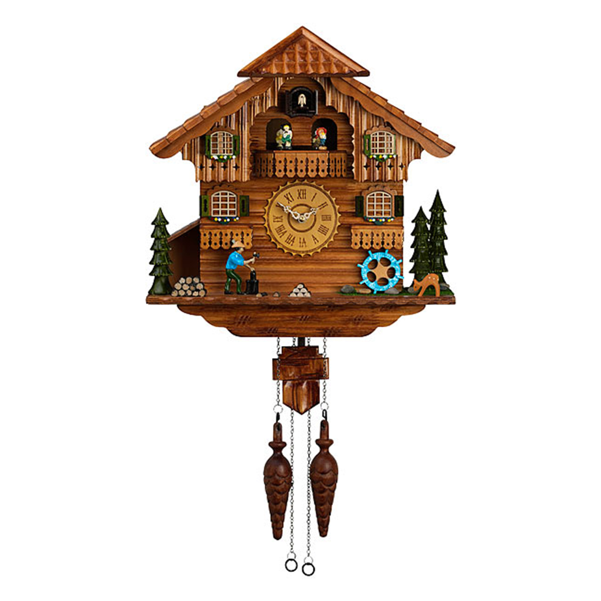 Schwarzwälder Kuckucksuhr aus Holz - handgeschnitzt