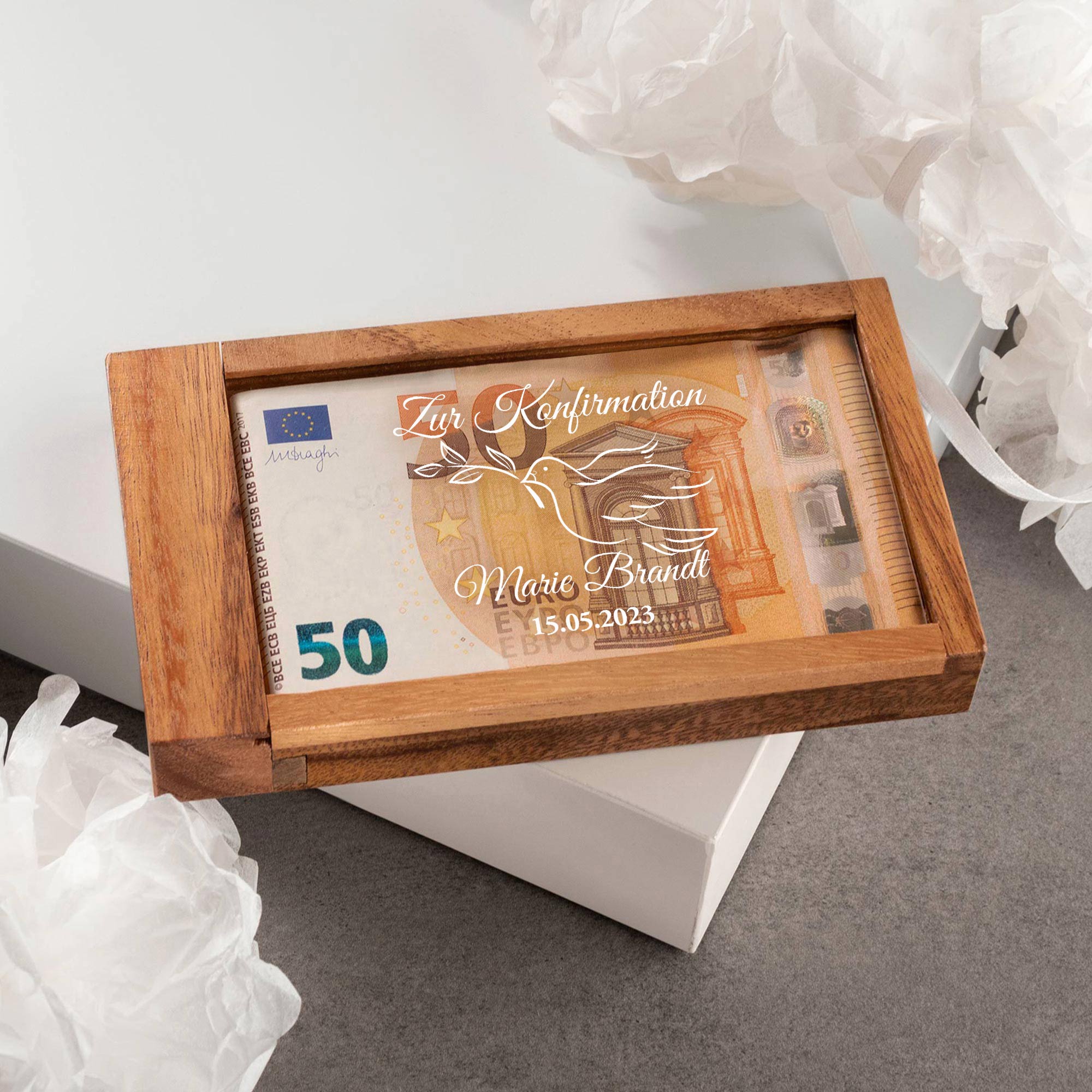 Magische Geldgeschenkbox zur Konfirmation - Personalisiert Magische Geldgeschenkbox zur Konfirmation - Personalisiert