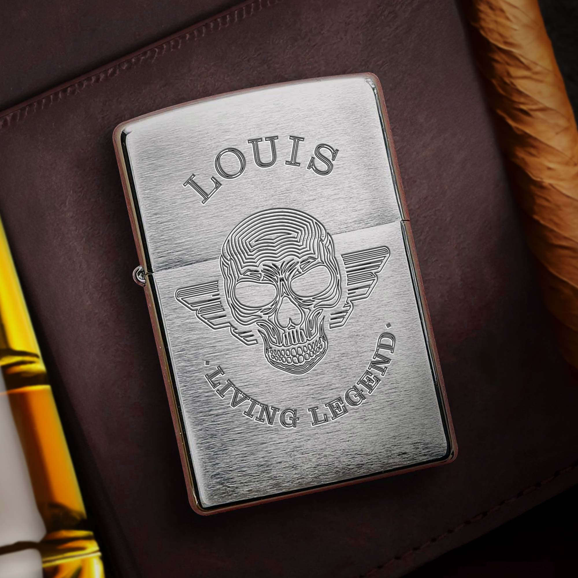 Zippo Sturmfeuerzeug mit Gravur - Totenkopf