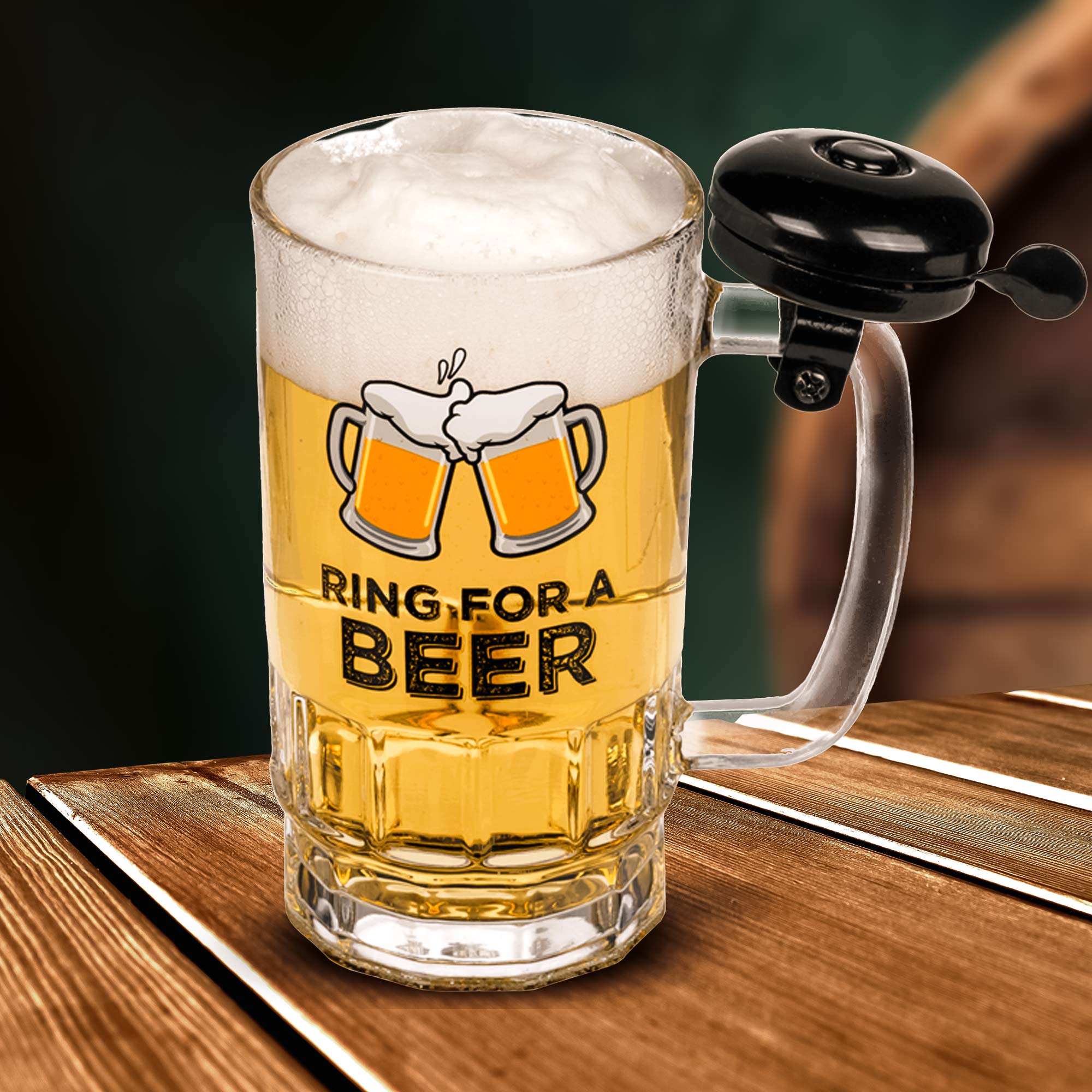 Bierglas mit Klingel - 0,5l Bierkrug