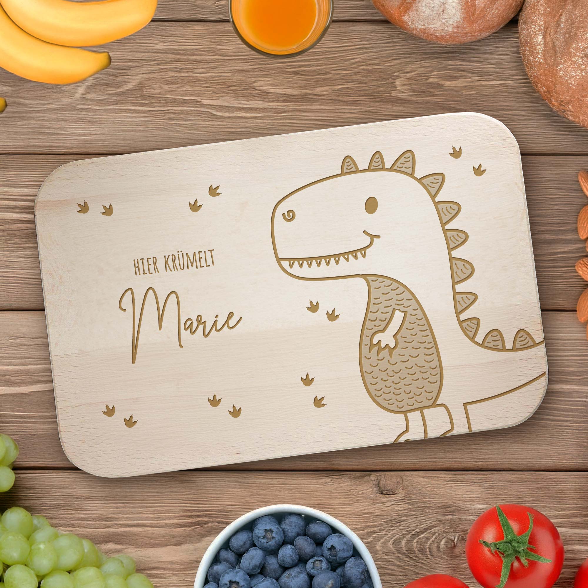 Frühstücksbrett mit Gravur für Kinder - Dino