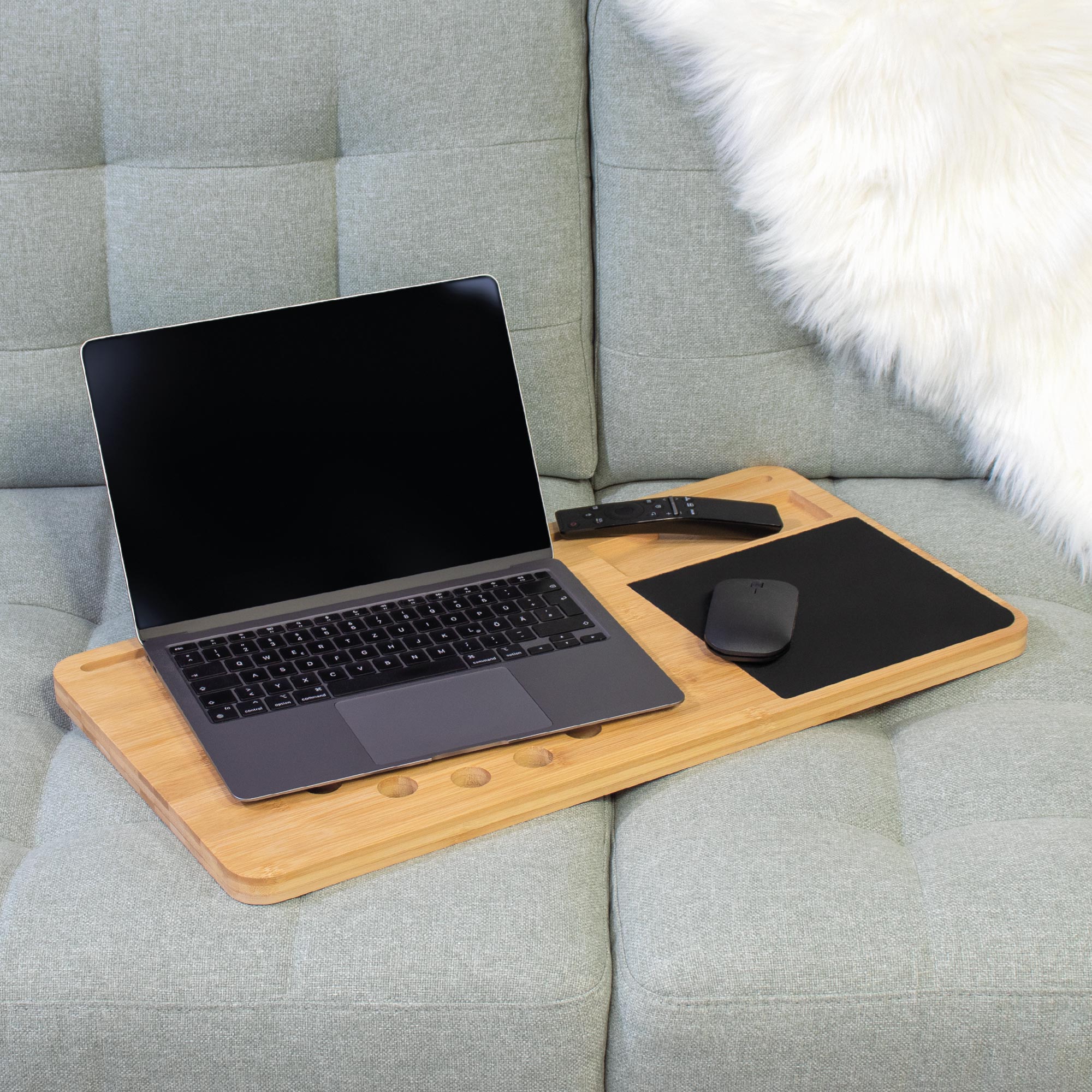 Laptoptisch mit Mauspad, Knietablett, Knietisch, Laptophalter mit Luftlöchern, Laptoptisch Bett, Betttisch Laptop, Lapdesk, Holz Unterlage