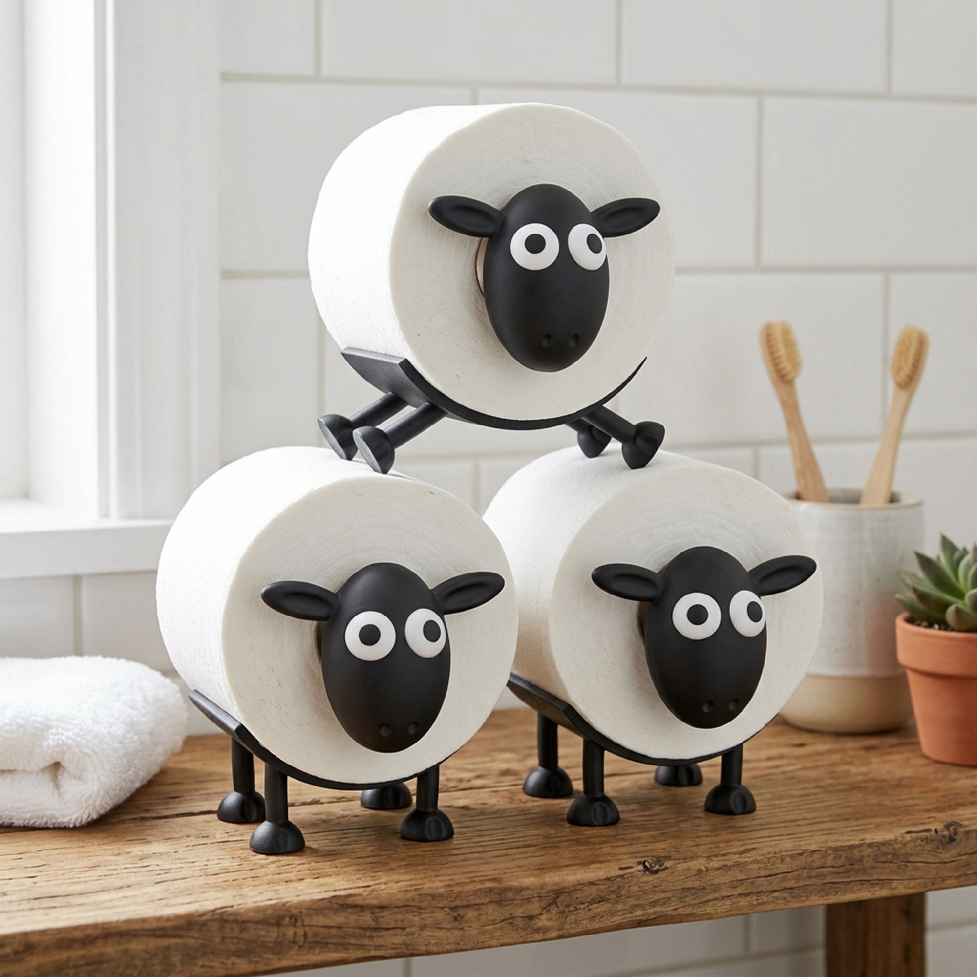 Schaf Toilettenpapierhalter - Lustige Badezimmer Deko im 3er Set