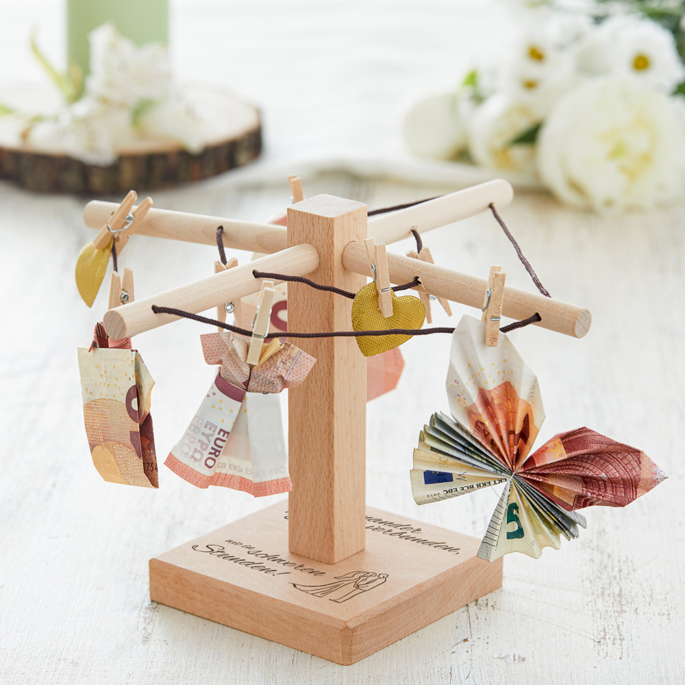 Geldwäschespinne mit Gravur - Hochzeit - Spruch