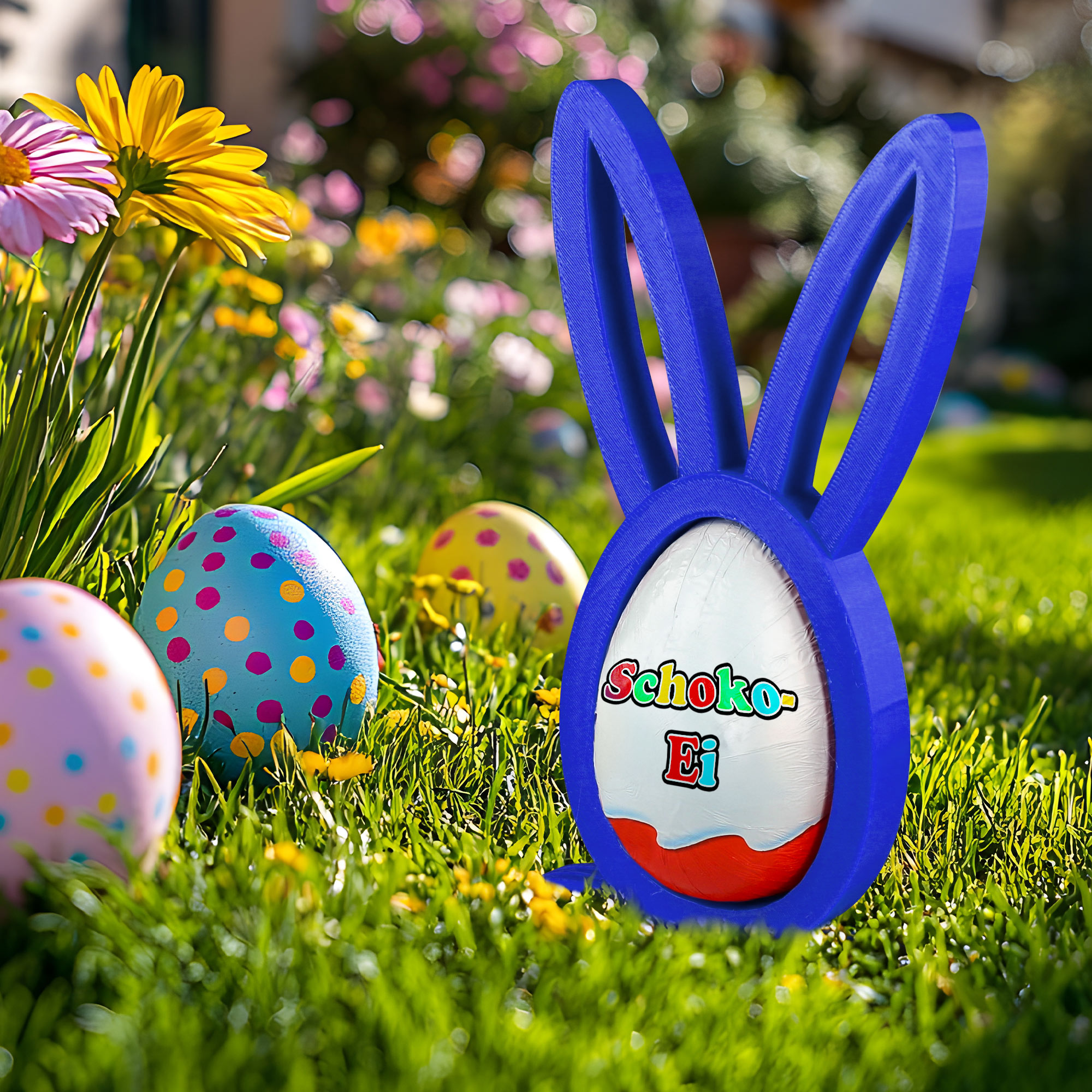 Osterhase Ü-Ei Halter im 3er Set - Blau
