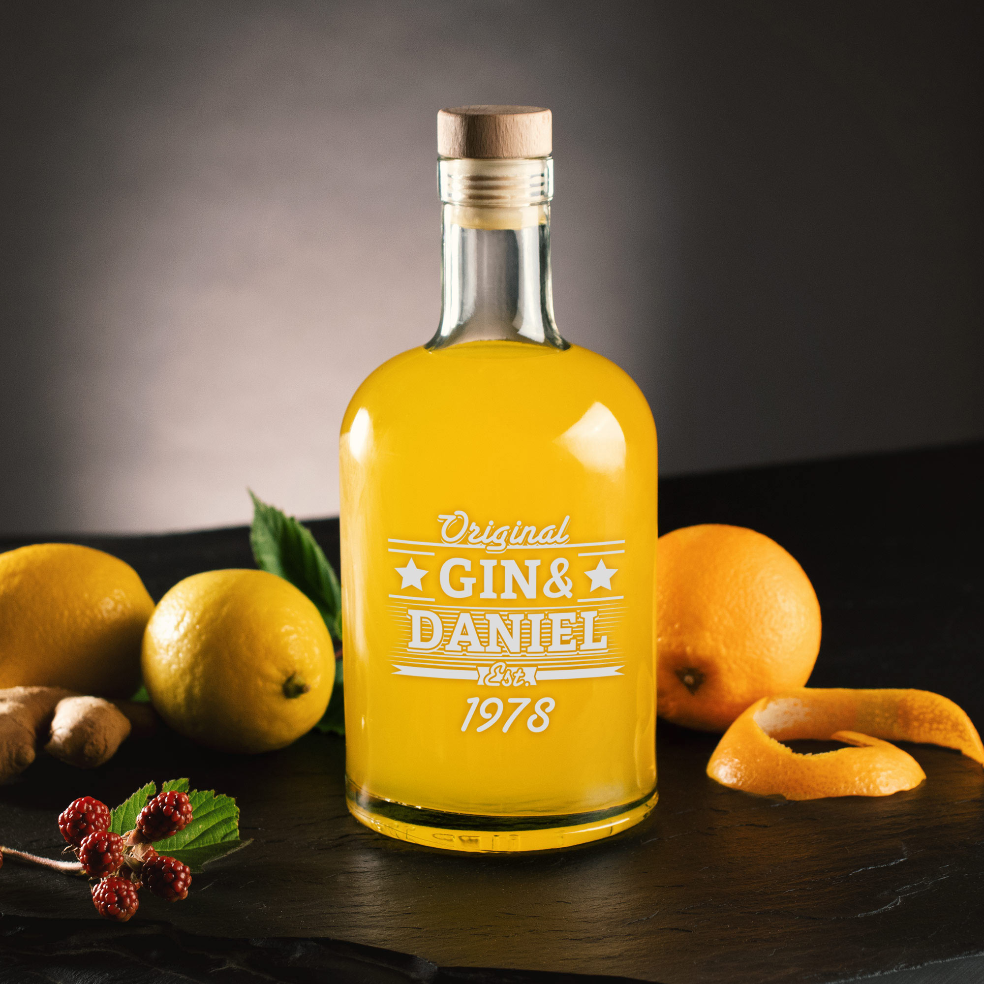 Gin Glasflasche mit Gravur - Gin & Geburtstag