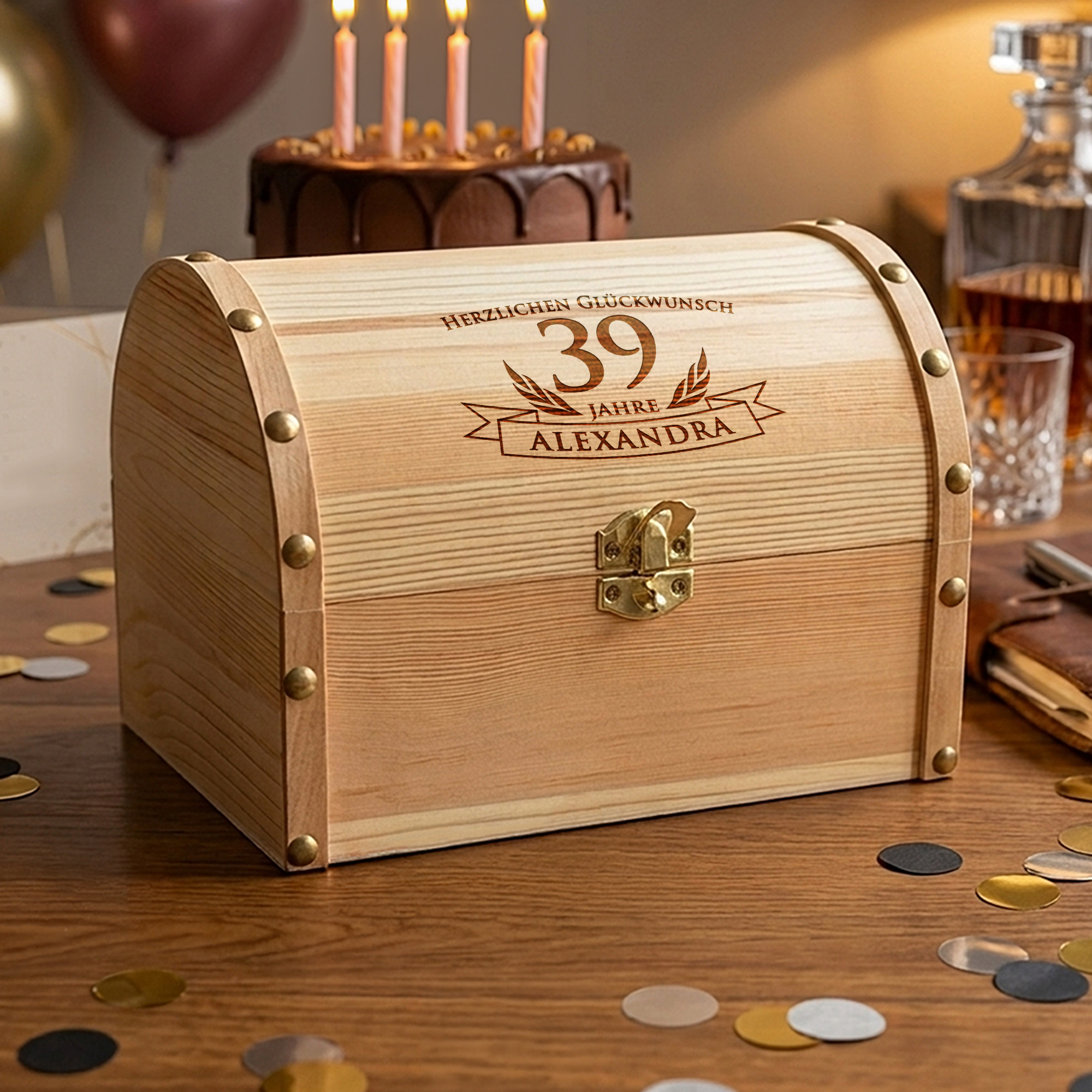 Schatzkiste mit Gravur zum Geburtstag - Groß