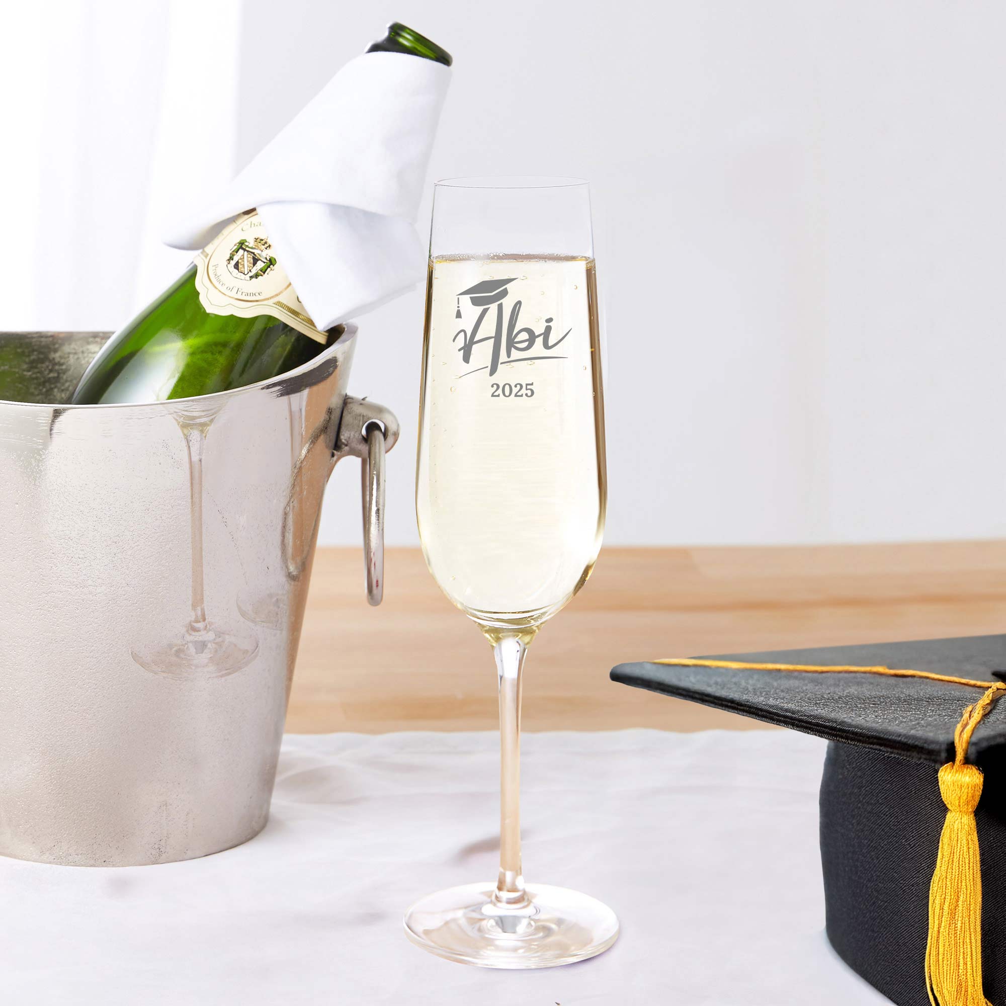 Sektglas mit Gravur zum Abitur - Abi Jahrgang