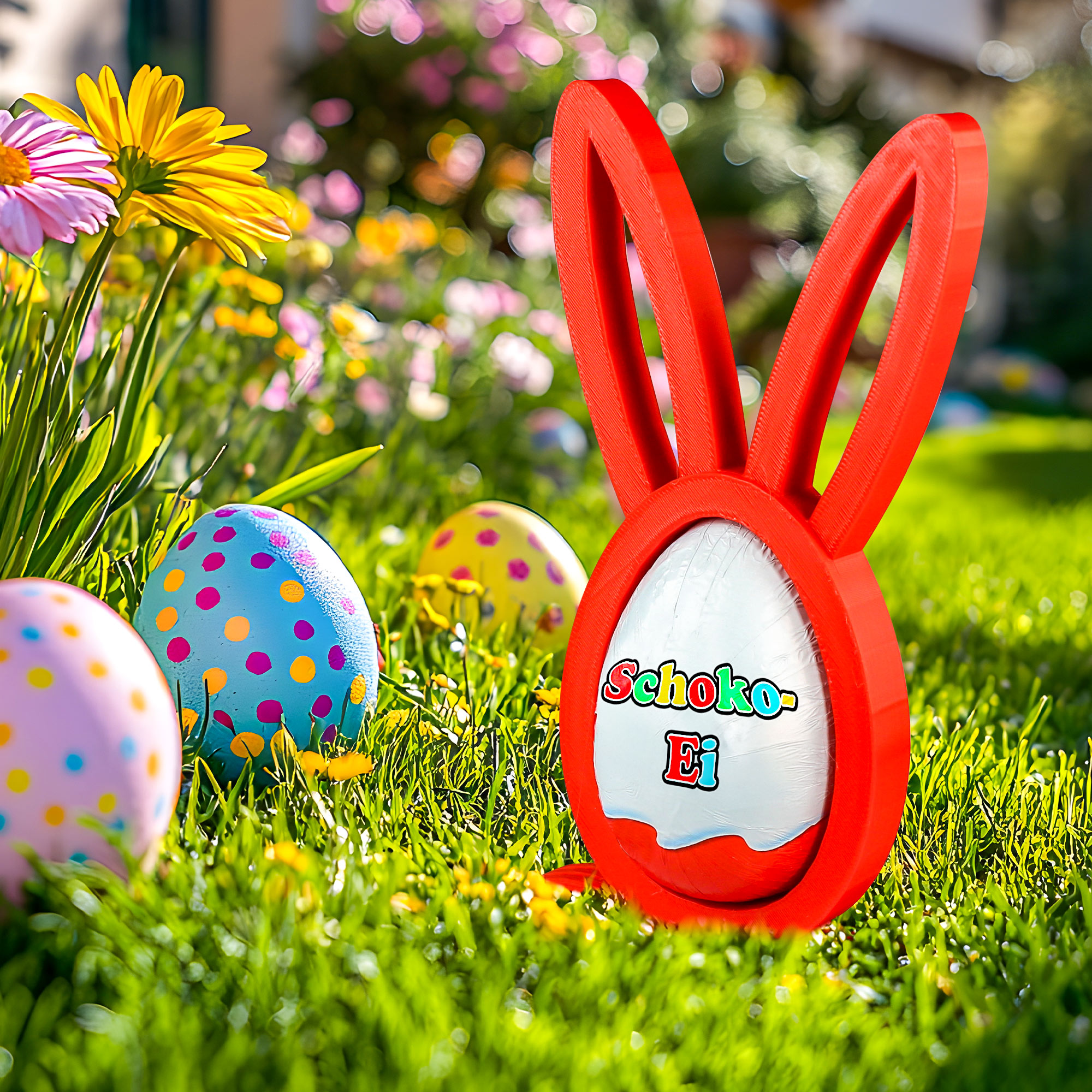 Osterhase Ü-Ei Halter im 3er Set - Rot